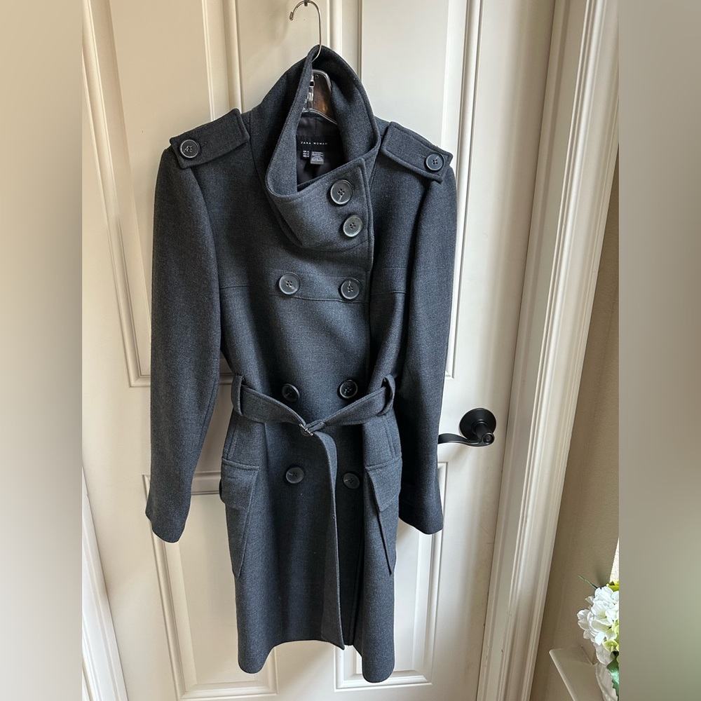 Zara Women Double Breasted Wool Coat